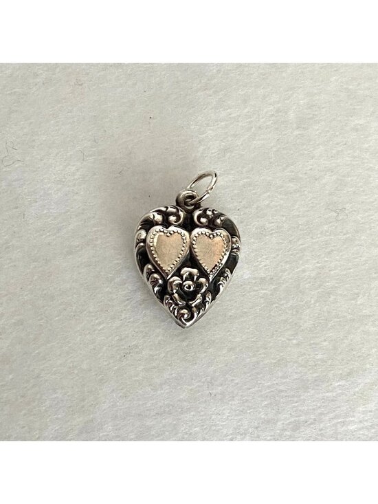 Jewelry - VTG Sterling Silver 925 Repousse Puffy Heart Sweetheart Charm Pendant